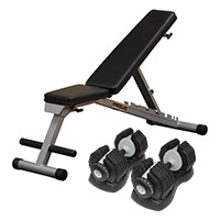 Banc de Musculation Paire EZ Dumbells 25 kg et Banc incliné décliné pliable