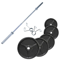 Olympique - Diamètre 51mm Pack Poids Olympiques 140 kg + barre + stop disques