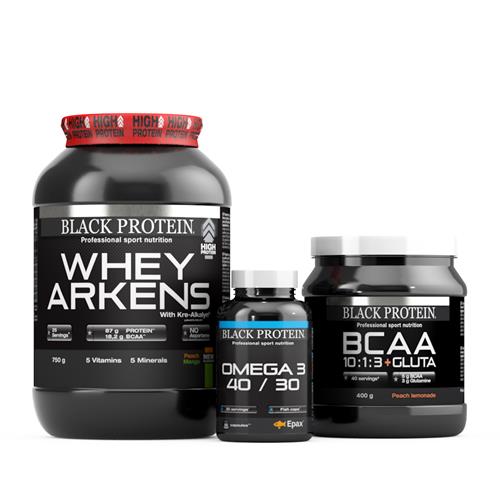 Protéines Pack Black Protein Back To Gym - Version Whey Pêche Mangue & BCAA Peach Limonade & Omega 3