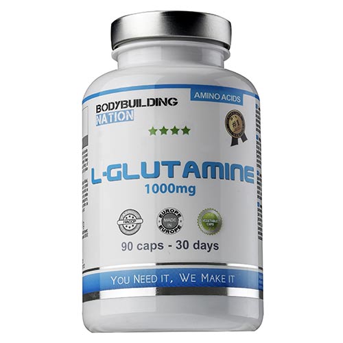Acides Aminés L Glutamine BODYBUILDING NATION Pilulier de 90 gélules