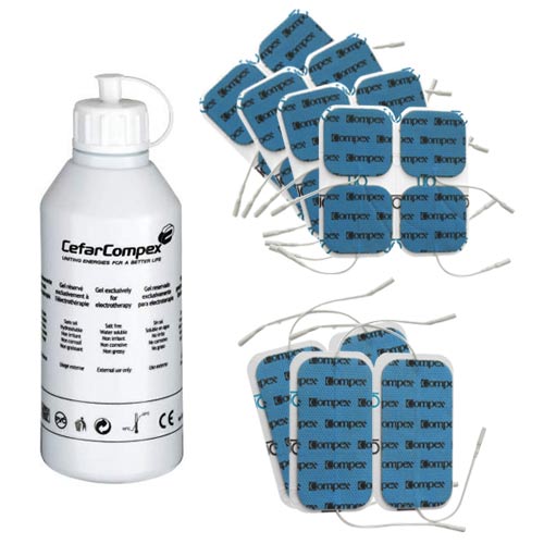 Electrostimulation Pack 6 sachets d'électrodes fil + gel COMPEX