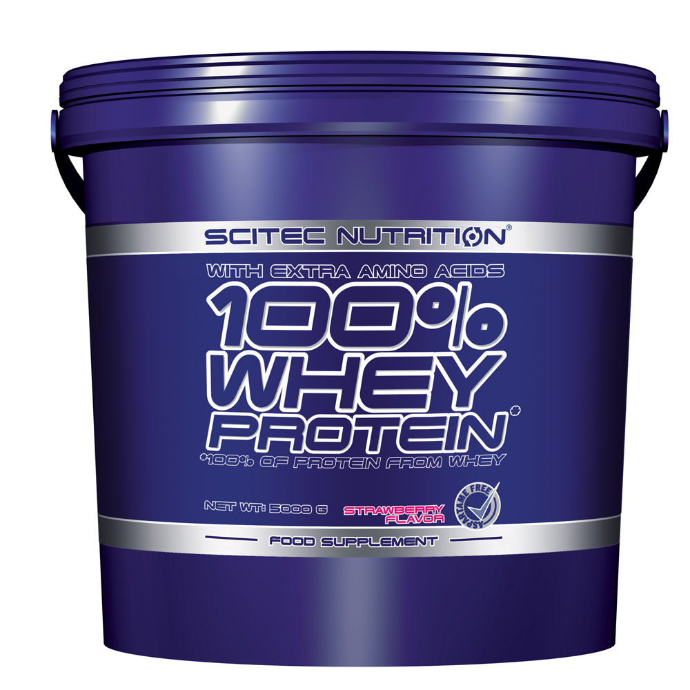 Whey Protéine 100 Whey Protein SCITEC NUTRITION Fraise Seau de 5 Kg